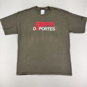 Vintage ESPN Deportes Reebok T-Shirt Mens XL Brown Short Sleeve Crew Y2K Sports